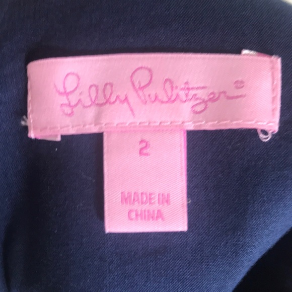 Lily Pulitzer Navy Blue and Gold Shift Dress - Picture 3 of 5